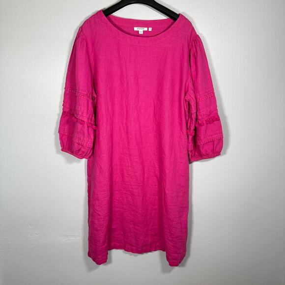 Chico’s 100% Linen Dress with Sleeves Pink Womens 14 2.5 - Picture 3 of 9